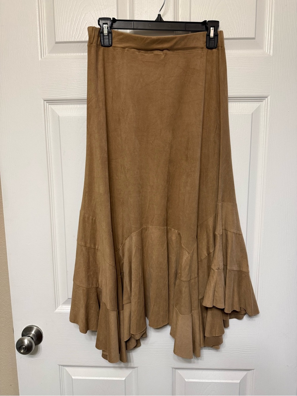 Vintage Y2K Faux Suede Cascading Ruffles Skirt - Picture 2 of 6